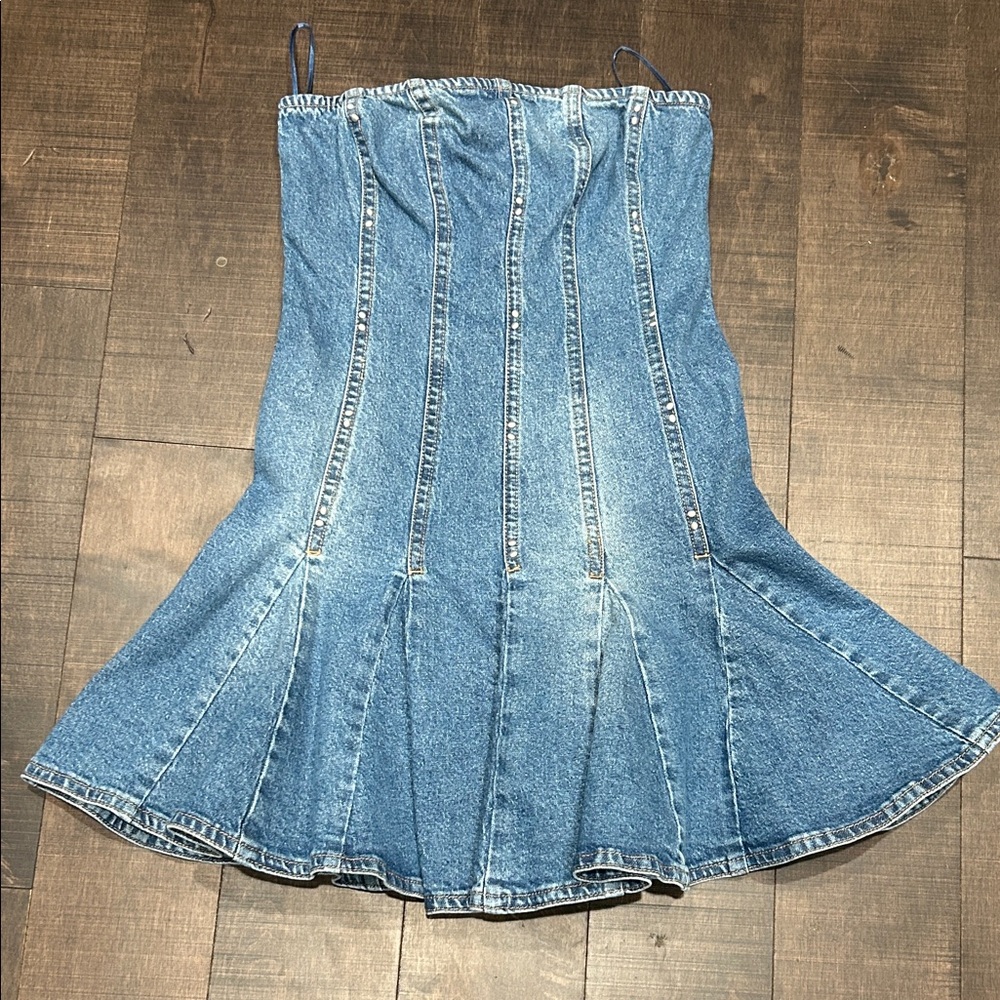 Denim mini Strapless Dress